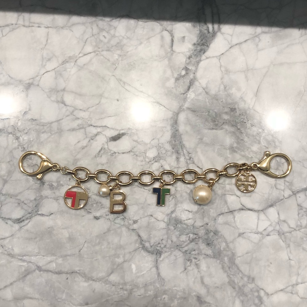 Tory Burch Bag Charm Bracelet Keychain Gold